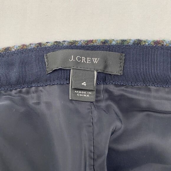 J Crew 100% Wool Pencil Skirt Womens 4 Blue Full Zip Knee Length Lined Career - Picture 4 of 9